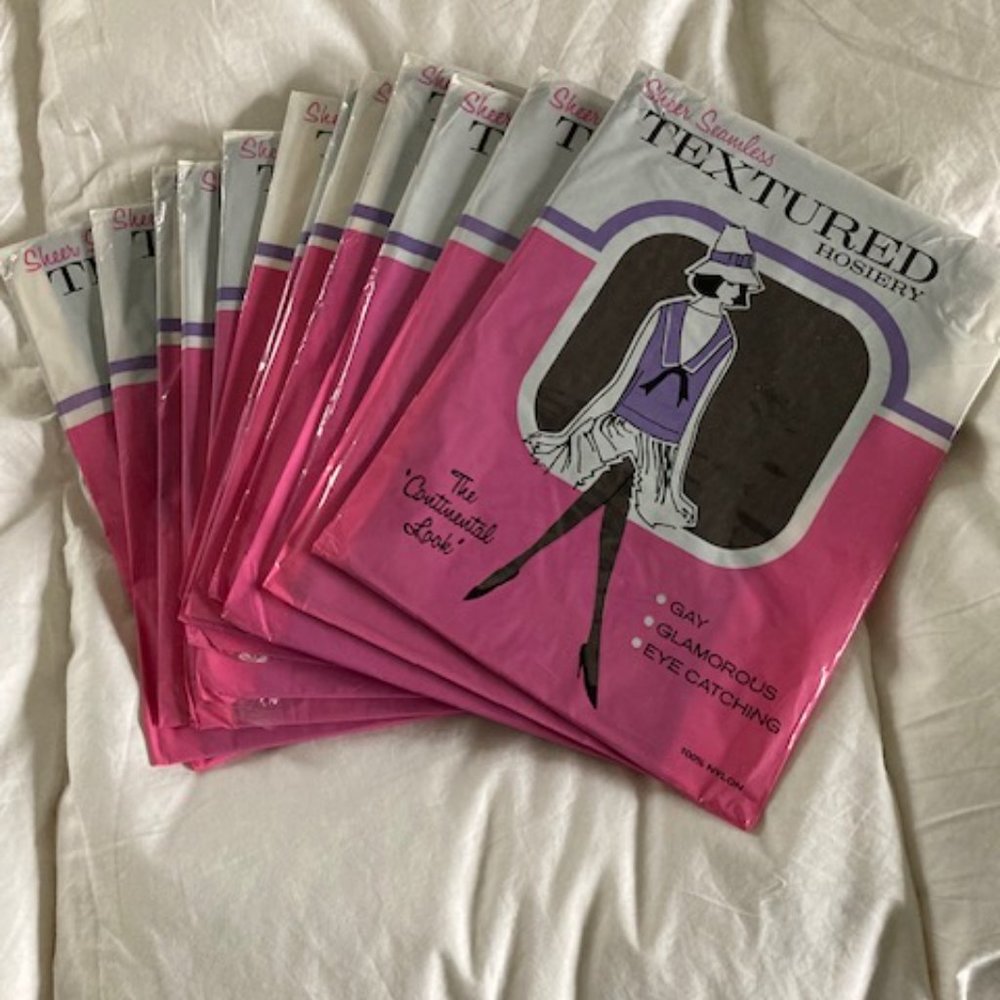 One dozen Vintage look sheer seamless nylon stockings for garter belt